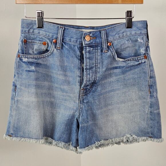 Madewell High Rise Waist Button Fly Cut-Off Blue Jean Denim Shorts | Women's 26 - Picture 1 of 13